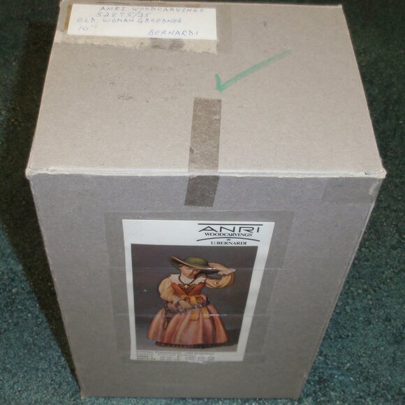 10" ANRI WOOD CARVED PAIR SET OLD GROEDNER MAN AND WOMAN SIGNED WITH BOXES RARE! - Picture 8 of 11